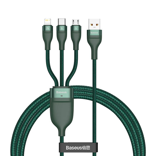 Baseus Flash Series One-for-Three Fast Charging Data Cable USB To M+L+C 1.2M (CA1T3-G1)