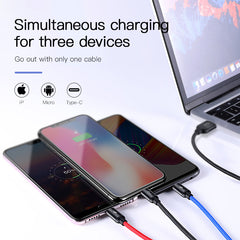 Baseus Three Primary Colors 3-in-1 Cable USB for M+L+T 3.5A 0.3M/1.2M Black CAMLT-BSY01