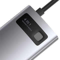 Baseus Metal Gleam 4 in 1 Multifunctional USB Type-C Hub Grey (CAHUB-CY0G)