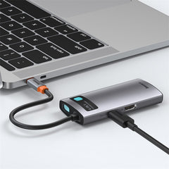 Baseus Metal Gleam 4 in 1 Multifunctional USB Type-C Hub Grey (CAHUB-CY0G)