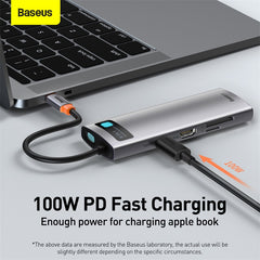 Baseus Metal Gleam 8 in 1 Multifunctional USB Type-C Hub Grey (CAHUB-CV0G)