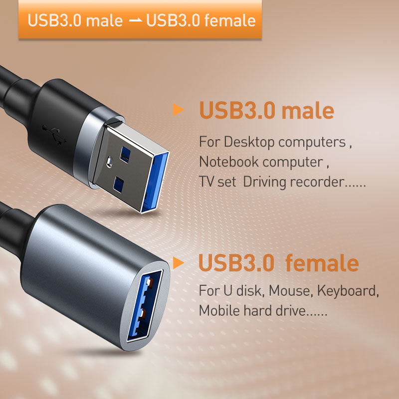 Baseus Cafule USB 3.0 Male To USB 3.0 Female Extension Data Cable (CADKLF-B0G)