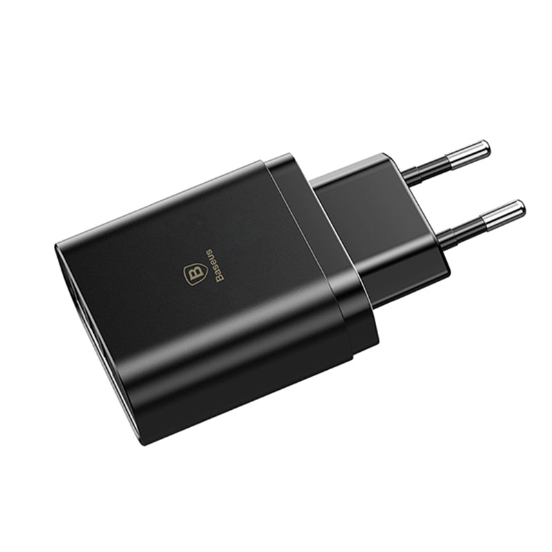 Baseus Mirror Lake Digital Display 3Xusb Ports Travel Charger Adapter Eu Plug (CCALL-BH01)
