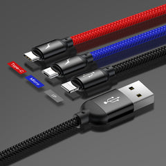 Baseus Three Primary Colors 3-in-1 Cable USB for M+L+T 3.5A 0.3M/1.2M Black CAMLT-BSY01