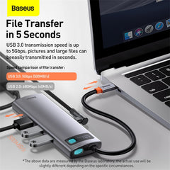 Baseus Metal Gleam 8 in 1 Multifunctional USB Type-C Hub Grey (CAHUB-CV0G)