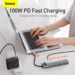 Baseus Metal Gleam 11 in 1 Multifunctional USB Type-C Hub Grey -(CAHUB-CT0G)