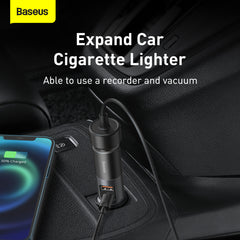 Baseus 120W Car Charger U + C + Cigarette Lighter Socket Grey (CCBT-C0G)