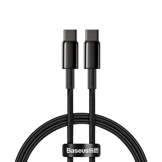 Baseus Tungsten Gold Fast Charging Data Cable Type-C To Type-C 100W 1M/2M Black (CATWJ-01)