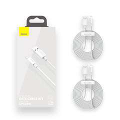 Baseus Simple Wisdom Data Cable Kit USB To Ip 2.4A (2Pcs/Set) 1.5M White (TZCALZJ-02)
