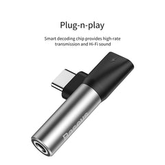 Baseus L41 Type-C To Type-C Female + 3.5 mm Female Audio Connector Splitter