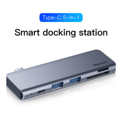Baseus Harmonica 5 in 1Type-C USB Hub for Type-C Laptop Grey (CAHUB-K0G)
