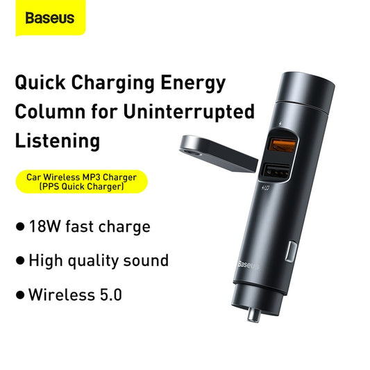 Baseus Energy Column Car Wireless MP3 Charger (PPS Quick Charger) Dark Grey (CCNLZ-C0G)
