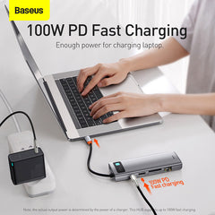 Baseus Metal Gleam 9 in 1 Multifunctional USB Type-C Hub Grey (CAHUB-CU0G)