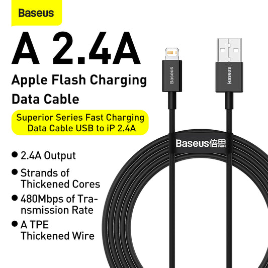 Baseus Superior Series Fast Charging Data Cable USB To iPhone 2.4A (CALYS-A01)