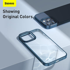 Baseus Crystal Phone Case Hard Case for iPhone 13 Pro with TPU Frame (iPhone 13 Pro Max 6.7 inch Blue)