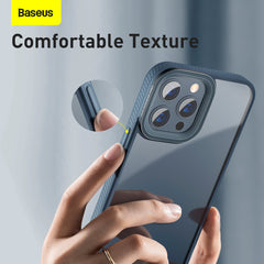 Baseus Crystal Phone Case Hard Case for iPhone 13 Pro with TPU Frame (iPhone 13 Pro Max 6.7 inch Blue)