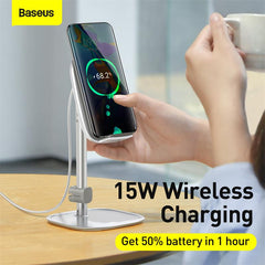 Baseus Literary Youth Desktop Bracket Wireless Mobile Holder Silver (SUWY-D0S)