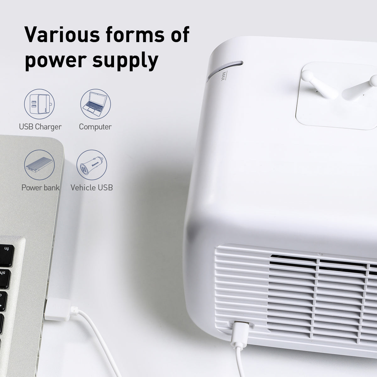 Baseus Time Desktop Evaporative Cooler Fan Windmill Air-Cooler Ice Water White+Black (CXTM-21)