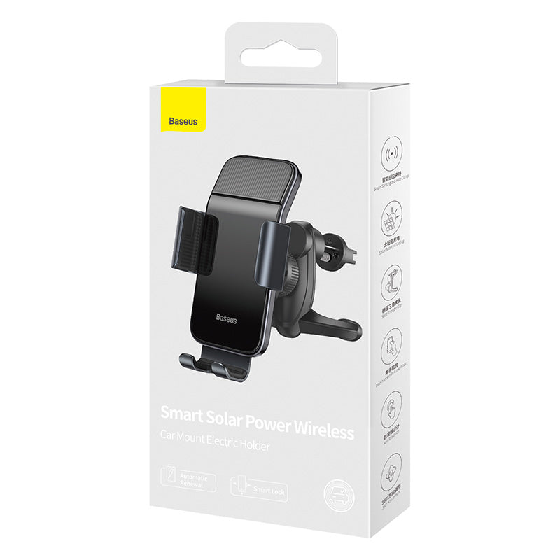 Baseus Smart Solar Power Wireless Car Mount Electric Holder For Air Vent Black (SUZG000001)