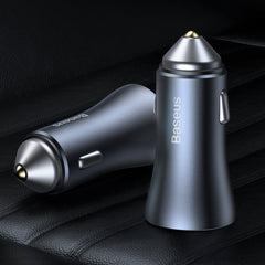 Baseus Golden Contactor Pro Fast Car Charger USB Type C / USB 40 W Power Delivery 3.0 Quick Charge 4+ SCP FCP AFC + USB Cable - USB Type C Grey (TZCCJD-0G)