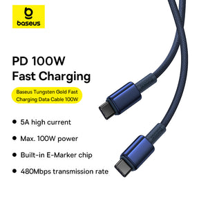 Cable Baseus Tungsten Glod USB-C to USB-C cable, 100W-P10319800321-03