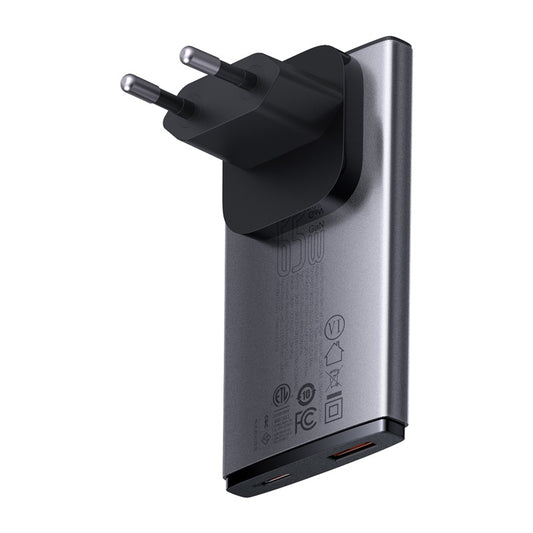 Baseus GaN5 Pro Ultra Slim Flat USB-C + USB-A 65W Fast Charger - CCGP150113
