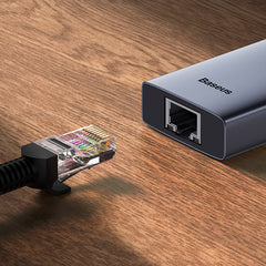 Baseus USB Hub 4in1 Hub UltraJoy USB-C do 3x USB 3.0 + RJ45 (space grey)-B0005280A813-00