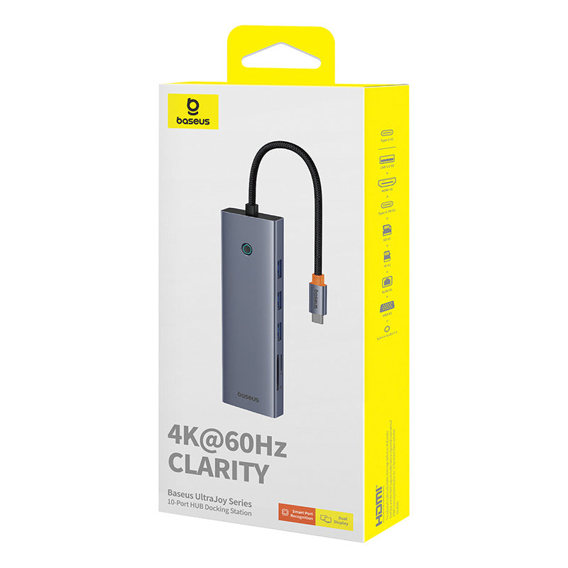 USB Hub Baseus 10-Port HUB Type-C UltraJoy HDMI, VGA, 3xUSB 3.0, PD, RJ45, SD/TF, 3.5mmGrey-B0005280C811-00