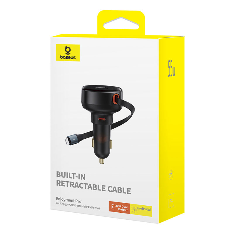 Baseus Enjoyment Pro Car Charger C+Retractable iP Cable 55W-C00057803111-00