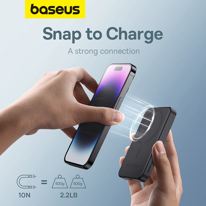 Baseus Magnetic Mini Wireless Fast Charge Power Bank 5000mAh 20W （With Simple Series Charging Cable Type-C to Type-C (20V/3A) 30cm White)