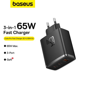 Baseus Cube Pro Fast Charger 2C+U 65W EU Cluster Black