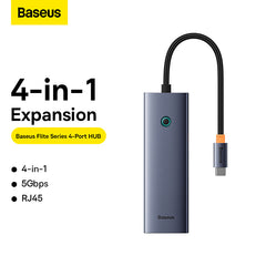 Baseus USB Hub 4in1 Hub UltraJoy USB-C do 3x USB 3.0 + RJ45 (space grey)-B0005280A813-00