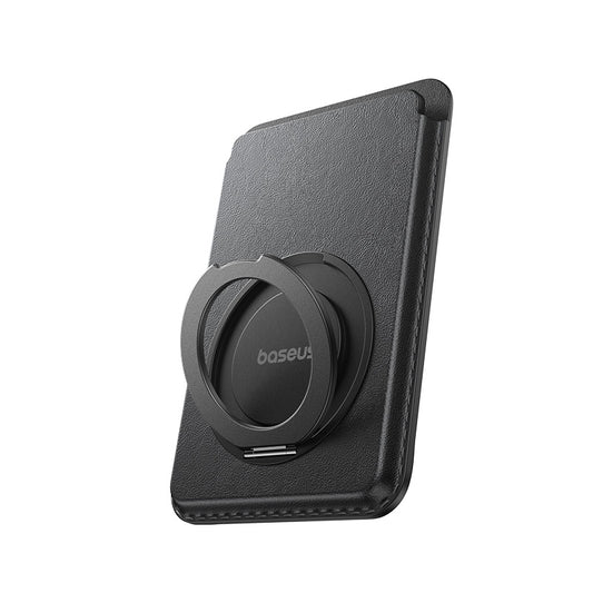 Baseus MagSafe iPhone Wallet, 3-Card Holder, with 360° Rotatable Metal Ring, Compatible with iPhone 12-17 Series, Vegan Leather, RFID-Blocking