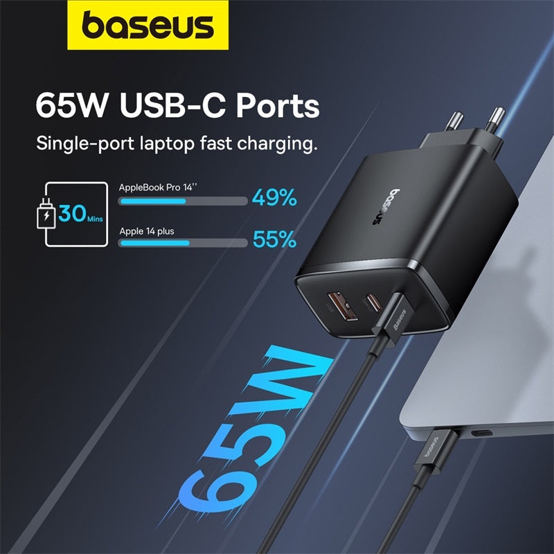 Baseus Cube Pro Fast Charger 2C+U 65W EU Cluster Black