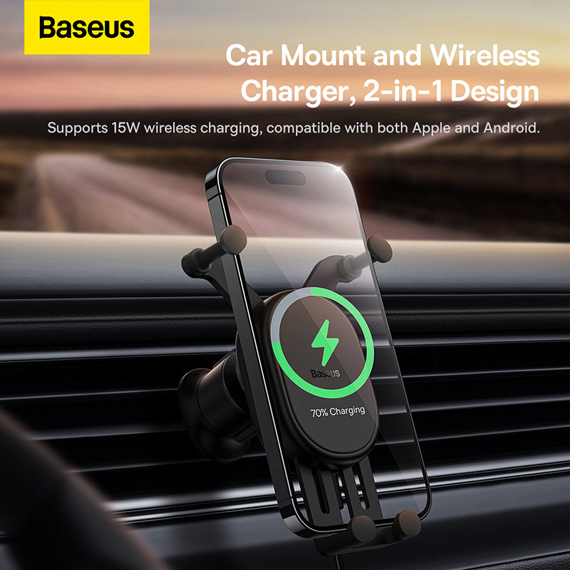 Baseus Stable Gravitational Wireless Charging Car Mount Pro 15W (Air Outlet Version) Black