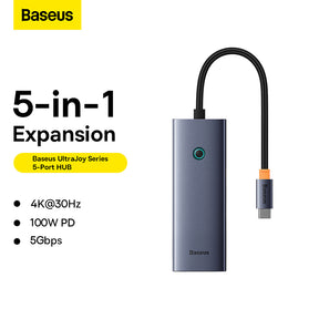 Baseus USB Hub 5-in-1 Hub UltraJoy Series USB-C to HDMI4K@30Hz+3xUSB 3.0+1xPD (grey)-B00052801811-00
