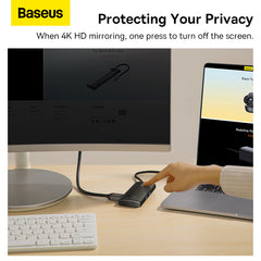 Baseus Lite Series 6-Port USB Type C Hub (Type-C to HDMI+USB3.0*2+PD+SD/TF) (Black)-WKQX080301