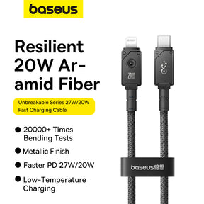 Baseus Cable Premium Unbreakable Series Fast Charging Data Cable Type-C to Lightning For Iphone 11 12 13 14 15 Series 20W P10355803111-00