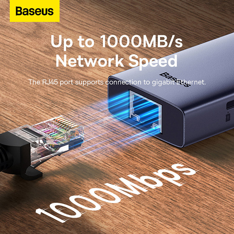 USB Hub 4in1 Hub Baseus UltraJoy USB-C do 3x USB 3.0 + RJ45 (space grey)-B0005280A813-00
