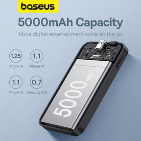 Baseus Magnetic Mini Wireless Fast Charge Power Bank 5000mAh 20W （With Simple Series Charging Cable Type-C to Type-C (20V/3A) 30cm White)