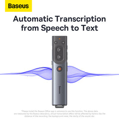 Baseus Orange Dot AI Wireless Presenter (Red Laser) | Rechargeable, Intelligent Voice Recording, Real-Time Voice Translation - Grey-WKCD020013