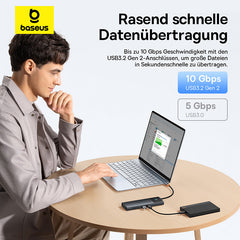 Baseus USB HubAdapter Hub 10in1 USB-C - 2xHDMI, 3xUSB-A, USB-C, RJ45, SD/TF, PD (black)-B00061800123-00