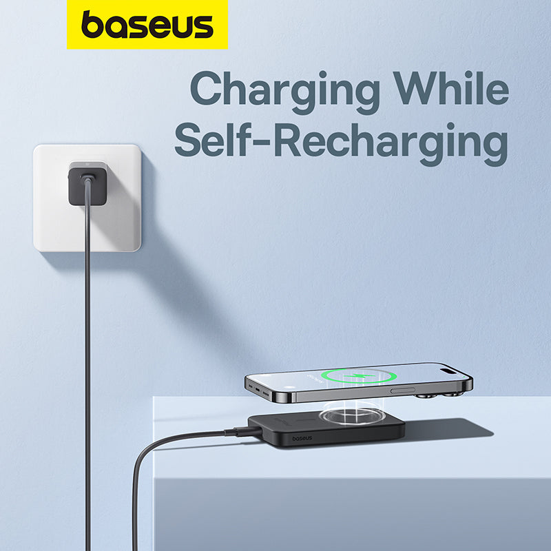 Baseus Magnetic Mini Wireless Fast Charge Power Bank 5000mAh 20W （With Simple Series Charging Cable Type-C to Type-C (20V/3A) 30cm White)