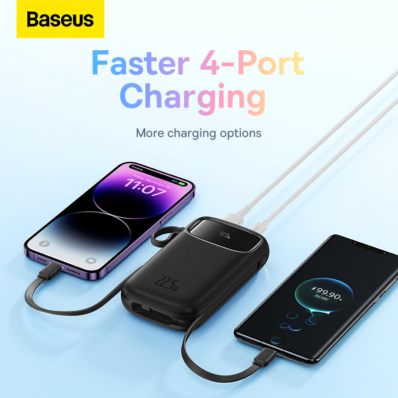 OS-Baseus Qpow2 Dual-Cable Digital Display Fast Charge Power Bank 20000mAh 22.5W Galaxy Blue(With: Simple charging cable  Type-C  3A 0.3m )