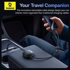 Baseus Free2Draw Retractable Crystal Fast Charging Data Cable Type-C to M+L+C 100W 1.1m Cluster Black-P10368700111-04