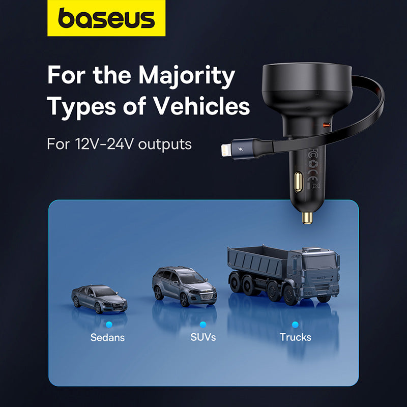 Baseus Enjoyment Pro Car Charger C+Retractable iP Cable 55W-C00057803111-00