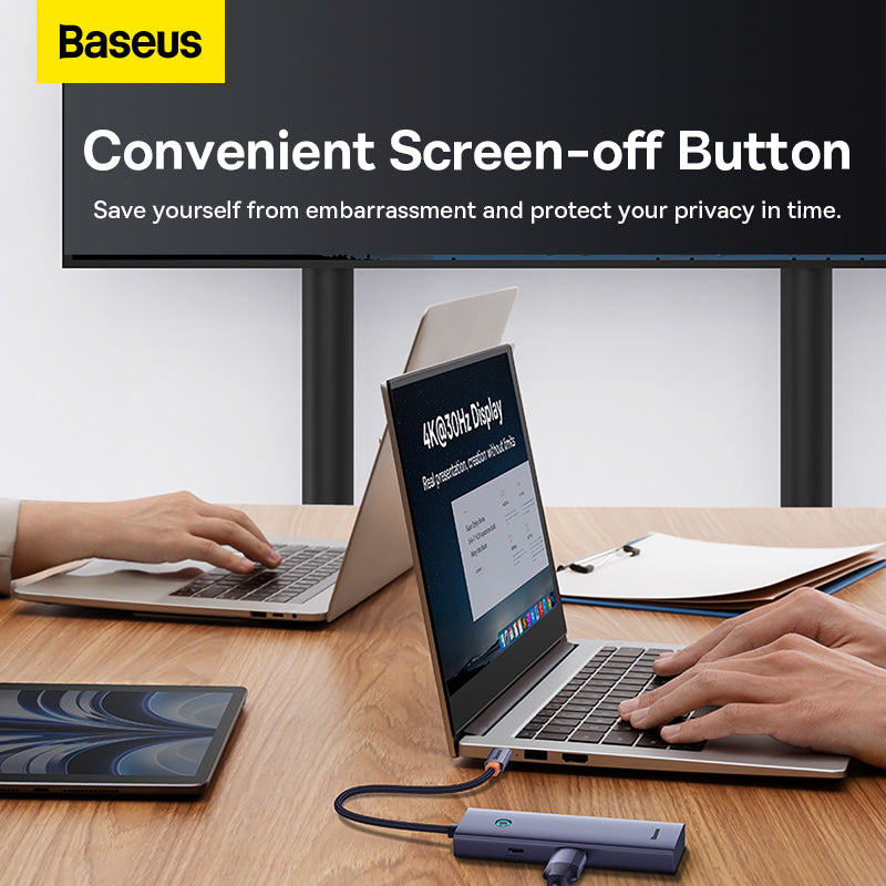 Baseus USB 集线器 5 合 1 集线器 UltraJoy 系列 USB-C 转 HDMI4K@30Hz+3xUSB 3.0+1xPD (灰色)-B00052801811-00