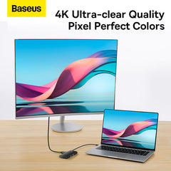 Baseus Lite Series 6-Port USB Type C Hub (Type-C to HDMI+USB3.0*2+PD+SD/TF) (Black)-WKQX080301