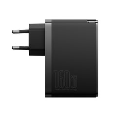 Baseus GaN5 Pro Digital Fast Charger 2C+U 160W EU Cluster Black (With Superior Series Fast Charging Data Cable Type-C to Type-C 240W 48V/5A)