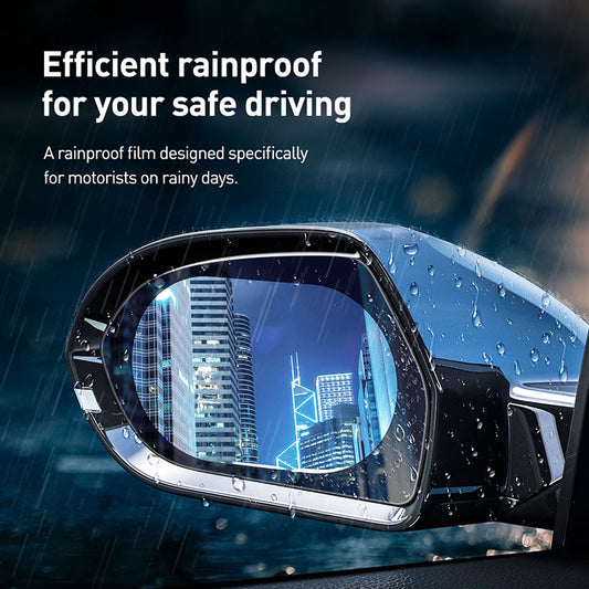 Baseus 0.15mm Rainproof Film for Car Rear-View Mirror (Oval 2 pcs/pack 135*95mm)Transparent-SGFY-C02